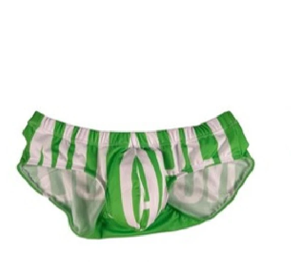 Neon Striped Swim Brief in Neon Green