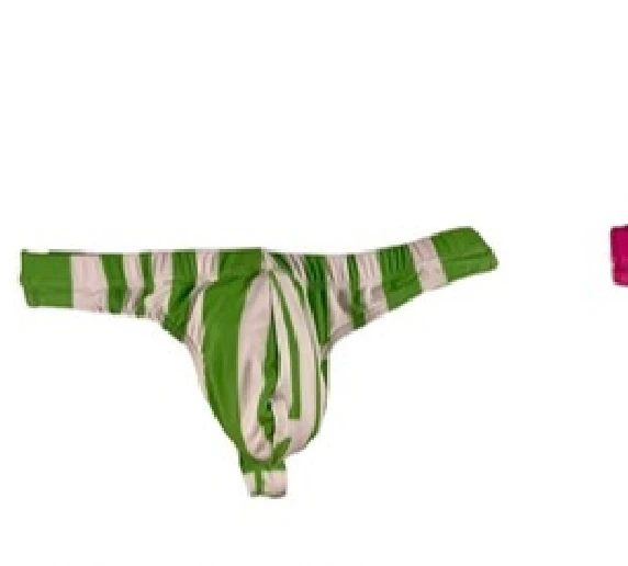 Neon Striped Swim Thong in Neon Green